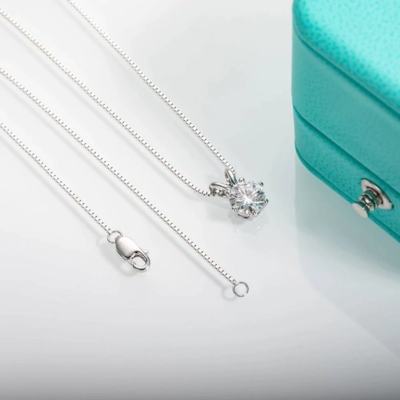 Certified 3 ct. t.w. Moissanite Diamond Solitaire Necklace NEW A - Picture 7 of 10